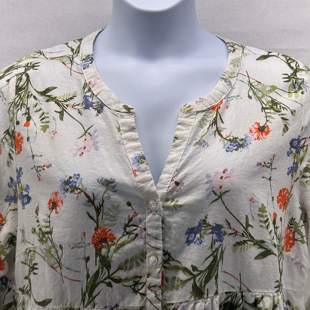 Jones And Co Linen Popover‎ Top Cream 1X - Picture 3 of 12